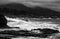 Black and White California Coastal Seascape with Surging Surf