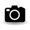 Black and white camera icon, flat photo camera vector isolated with vector shadow. Modern simple snapshot photography