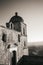 Black and white Captivating Photo of an Abandoned Palazzo in Craco with a Stunning View of the Southern Italian Abandoned Building