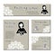 Black-white cards template for knitting school, yarn shop. Flat icon knitter girl. Set of template for business card