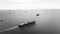 black and white cargo container ship full speed sailing in sea import and export business and industry logistic goods