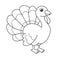 Black and White Cartoon Vector Illustration of Funny Turkey Farm Bird Animal