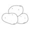 Black and white cartoon vector illustration of potato for coloring book. Ripe fresh vegetable for cooking