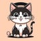 black and white cat clipart smiling cheerfully