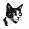 Black And White Cat Portrait Vector Illustration