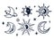 Black-white celestial sun and moon isolated kids clipart