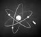 Black and white chalk drawn illustration of atom