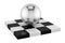 Black and white checker board with sphere. 3D rendering