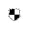 Black and white checkered shield badge with blank center copy space