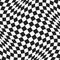 Black and white checkered wavy surface