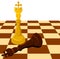 Black white chess king on board isolated