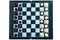 Black and white chess pieces chessboard top view