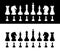 Black and white chess pieces. Vector silhouettes. The image is isolated from the background. Figures for playing chess. The