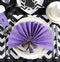 Black and white chevron with purple theme party place setting