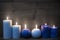 Black And White Christmas Decoration With Blue Candles