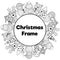 Black and white Christmas frame in coloring page style