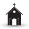 Black and white church icon vector flat with shadow illustration