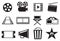 Black and White Cinema Movie Entertainment Vector Icon Set