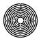 Black and White Circle labyrinth, Children riddle game, puzzle with an entry and an exit.