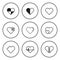 Black and White Circular Icon for Heart and Love Concept