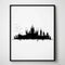 Black And White City Silhouette Poster With Watercolor Landscapes And Gothic Ornamentation