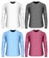 Black. White and color variants of long-sleeved t shirt