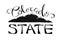 Black and white colorado state vector illustration. monochrome typography lettering logo template with text and colorado mountains