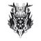 Black and white coloring Bull head robot mascot. tattoos Bull Illustration Concept Vector. Suitable For Logo, Wallpaper, Banner,