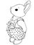 Black and white coloring. Teddy Bunny girl. A toy. Drawn by hand. Black