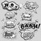 Black and white comic speech bubbles on transparent background vector