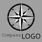 Black and white compass logo. Vector icon. Rose of Wind.