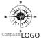 Black and white compass logo. Vector icon. Rose of Wind.