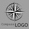 Black and white compass logo. Vector icon. Rose of Wind.