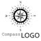 Black and white compass logo. Vector icon. Rose of Wind.