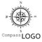 Black and white compass logo. Vector icon. Rose of Wind.