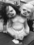 Black and white creepy double head baby doll