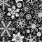 Black and white crochet snowflakes seamless pattern, vector