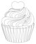 Black and white cupcake poster heart topping