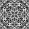 Black and white curly ornament, seamless pattern