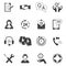 Black And White Customer Support Icon Set