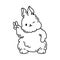 Black and white cute bunny, rabbit greets. Vector coloring book for children. Wild forest animal in kawaii style.