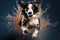 Black and white cute dog image created in splash style