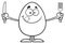 Black And White Cute Egg Cartoon Mascot Character Licking His Lips And Holding Silverware