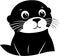 Black-white cute Sea Otter cartoon icons. Ai-generated.