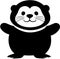 Black-white cute Sea Otter cartoon icons. Ai-generated.