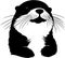 Black-white cute Sea Otter cartoon icons. Ai-generated.