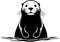 Black-white cute Sea Otter cartoon icons. Ai-generated.