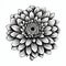 Black And White Dahlia Flower Illustration: Meticulously Detailed Linear Design