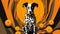 Black And White Dalmatian In Orange Tunnel: Pop Art Inspired Halloween Pet