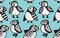 Black and white decorative Puffins seamless pattern